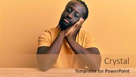  Presentation with black man - PPT layouts having handsome-young-black-man-wearing background and a coral colored foreground