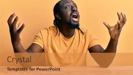  Presentation with young black couples hiking - PPT theme featuring handsome-young-black-man-wearing background and a gold colored foreground