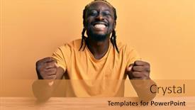  Presentation with black man - Amazing presentation theme having handsome-young-black-man-wearing backdrop and a gold colored foreground