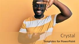  Presentation with tshirt - Cool new slides with handsome-young-black-man-wearing backdrop and a yellow colored foreground