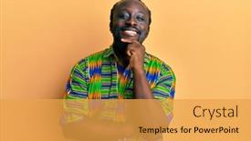  Presentation with black man - Slide set featuring handsome-young-black-man-wearing background and a yellow colored foreground