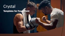  Presentation with sports coach - PPT layouts consisting of handsome-young-boxing-player-sitting background and a  colored foreground