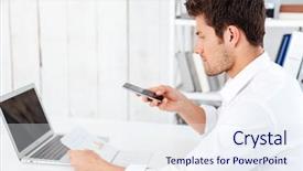  Presentation with photo sex gender - PPT layouts having handsome young businessman taking photo background and a sky blue colored foreground