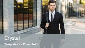  Presentation with walking young wild jaguar - Slide set enhanced with handsome young businessman walking outdoors background and a gray colored foreground