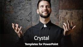  Presentation with preaching - Presentation theme featuring handsome young catholic priest background and a dark gray colored foreground