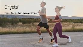  Presentation with running hours - PPT theme with handsome-young-couple-running-together background and a  colored foreground