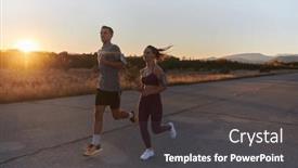  Presentation with running hours - Presentation theme having handsome-young-couple-running-together background and a  colored foreground