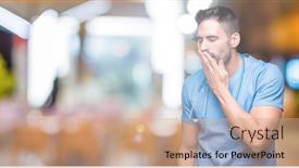  Presentation with hand surgeon - Audience pleasing slide set consisting of handsome young doctor surgeon man over isolated background bored yawning tired covering mouth with hand restless and sleepiness backdrop and a coral colored foreground