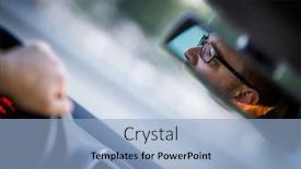  Presentation with driving safely - Colorful slide deck enhanced with handsome-young-driver-driving-hic backdrop and a light blue colored foreground