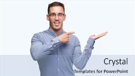  Presentation with elegant man in glasses optics - Colorful PPT theme enhanced with handsome young elegant man wearing backdrop and a  colored foreground