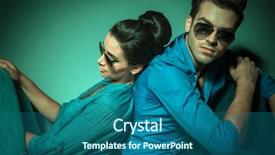  Presentation with lover - Theme featuring handsome young fashion man looking at the camera while his lover is leaning on him background and a ocean colored foreground