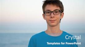  Presentation with calm sea - Slide deck consisting of handsome-young-happy-boy background and a teal colored foreground