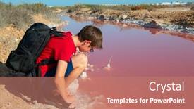  Presentation with microalgae - Theme with handsome-young-happy-boy background and a coral colored foreground