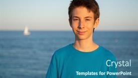  Presentation with calm sea - Colorful PPT layouts enhanced with handsome-young-happy-boy backdrop and a ocean colored foreground