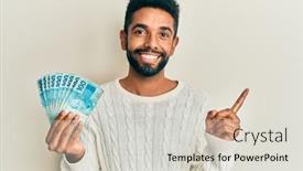  Presentation with hispanic - PPT theme with handsome-young-hispanic-man-holding background and a light gray colored foreground