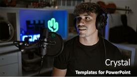  Presentation with gaming - Presentation consisting of handsome-young-hispanic-man and a black colored foreground