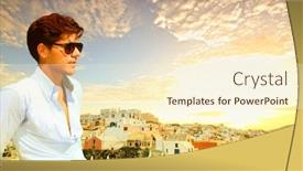  Presentation with greek islands - Amazing slide set having handsome young in the greek islands santorini backdrop and a cream colored foreground