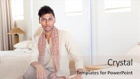  Presentation with indian traditional - PPT layouts with handsome young indian man in traditional clothing background and a lemonade colored foreground