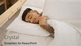  Presentation with sleeping - Slide set having handsome-young-latin-man-sleeping background and a soft green colored foreground