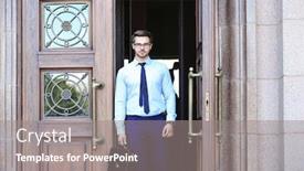  Presentation with lawyer - Amazing slides having handsome young lawyer leaving building backdrop and a gray colored foreground