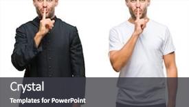  Presentation with catholic holy spirit - Presentation having handsome young man and catholic background and a dark gray colored foreground