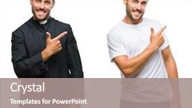 Presentation with catholic - PPT theme featuring handsome young man and catholic background and a gray colored foreground