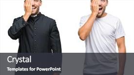  Presentation with catholic resurection - Colorful PPT theme enhanced with handsome young man and catholic backdrop and a dark gray colored foreground