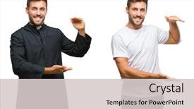  Presentation with catholic - Theme having handsome young man and catholic background and a light gray colored foreground