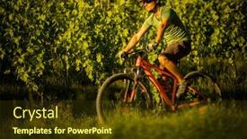  Presentation with active lifestyle - Presentation theme enhanced with handsome-young-man-biking background and a tawny brown colored foreground