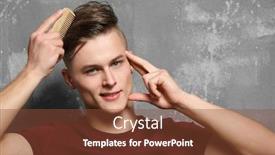 Presentation with hair color - Beautiful PPT theme featuring handsome-young-man-combing-hair backdrop and a tawny brown colored foreground