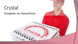  Presentation with special education young adult man - Presentation theme having handsome young man delivering pizzas background and a white colored foreground