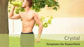  Presentation with protein shake - Colorful slide set enhanced with handsome young man drinking protein shake outdoors backdrop and a yellow colored foreground