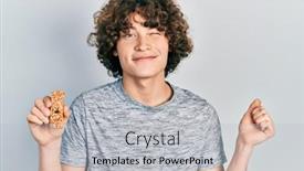  Presentation with energy bar - Slide deck with handsome-young-man-eating-protein background and a light gray colored foreground