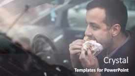  Presentation with eating - Presentation enhanced with handsome-young-man-eating background and a dark gray colored foreground