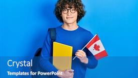  Presentation with student exchange - Colorful slides enhanced with handsome-young-man-exchange-student backdrop and a ocean colored foreground