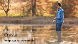  Presentation with fishing - Presentation theme with handsome-young-man-fishing background and a coral colored foreground