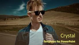  Presentation with black man fashion - Presentation theme enhanced with handsome-young-man-hitchhiker background and a tawny brown colored foreground