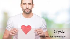  Presentation with smart card - Amazing theme having handsome young man holding card backdrop and a coral colored foreground