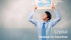  Presentation with frame - Slides having handsome-young-man-holding-frame background and a  colored foreground