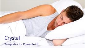  Presentation with bed - PPT theme with handsome young man in bed background and a  colored foreground