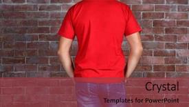  Presentation with close up of a brick - Slide set consisting of handsome young man in blank background and a tawny brown colored foreground