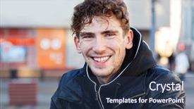  Presentation with autumn - Audience pleasing PPT layouts consisting of handsome young man in casual backdrop and a  colored foreground