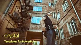  Presentation with old clothes - Audience pleasing PPT theme consisting of handsome-young-man-in-casual backdrop and a tawny brown colored foreground