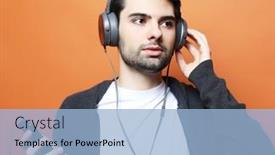  Presentation with color orange - Presentation design enhanced with handsome-young-man-in-casual background and a light blue colored foreground