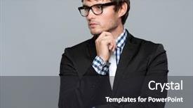  Presentation with elegant man in glasses optics - Slide set with handsome young man in glasses background and a  colored foreground