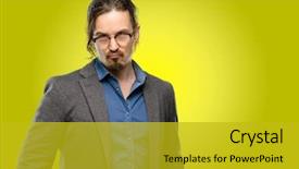  Presentation with egyptian man in make up - Slide set with handsome young man making funny background and a  colored foreground