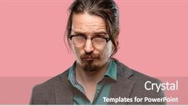  Presentation with funny - Presentation enhanced with handsome young man making funny background and a  colored foreground