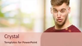  Presentation with funny - Presentation theme featuring handsome young man making funny background and a  colored foreground