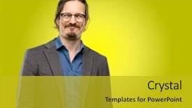  Presentation with funny - Slide set enhanced with handsome young man making funny background and a  colored foreground