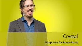  Presentation with egyptian man in make up - Amazing presentation design having handsome young man making funny backdrop and a  colored foreground